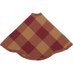 VHC Brands 21 in. Burgundy Check Red Primitive Christmas Tree Skirt with Scalloped Edge thumbnail 3