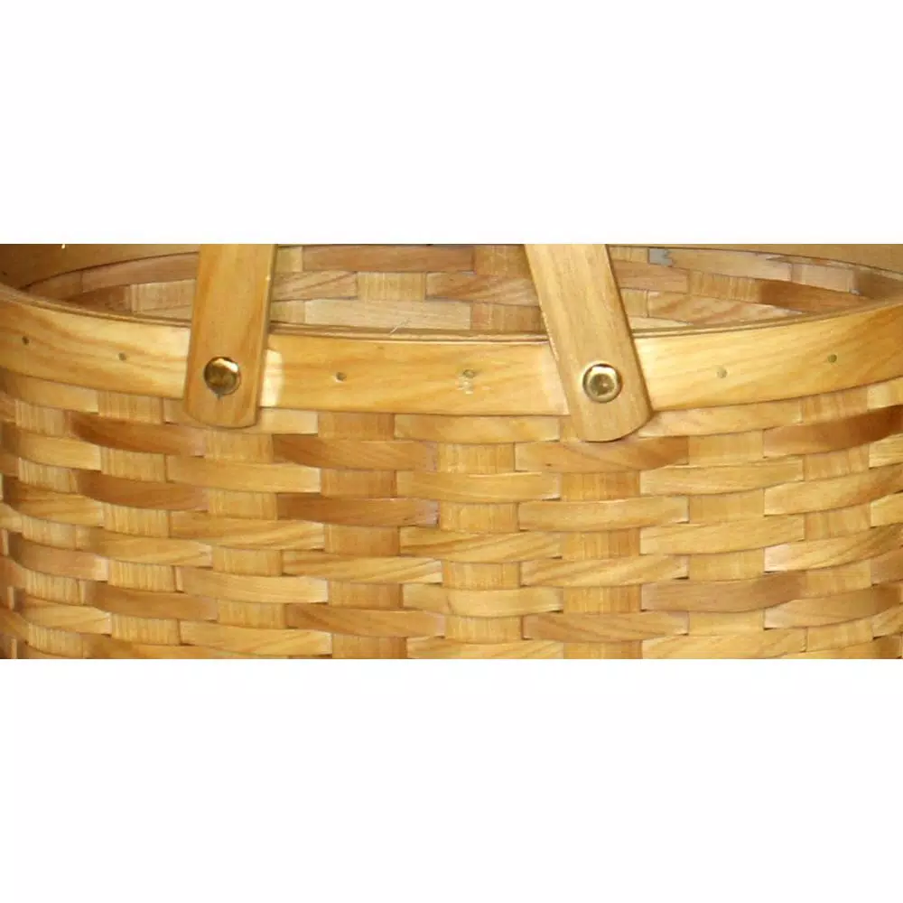 Vintiquewise Natural Woven Wood Chip Oval Shopping Baskets with Folding Handles, Set of 2