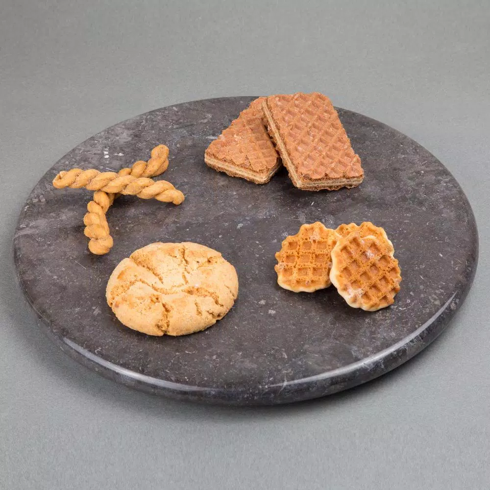 Creative Home Natural Charcoal Marble 12 in. Round Cheese Serving Board & Dessert Trivet