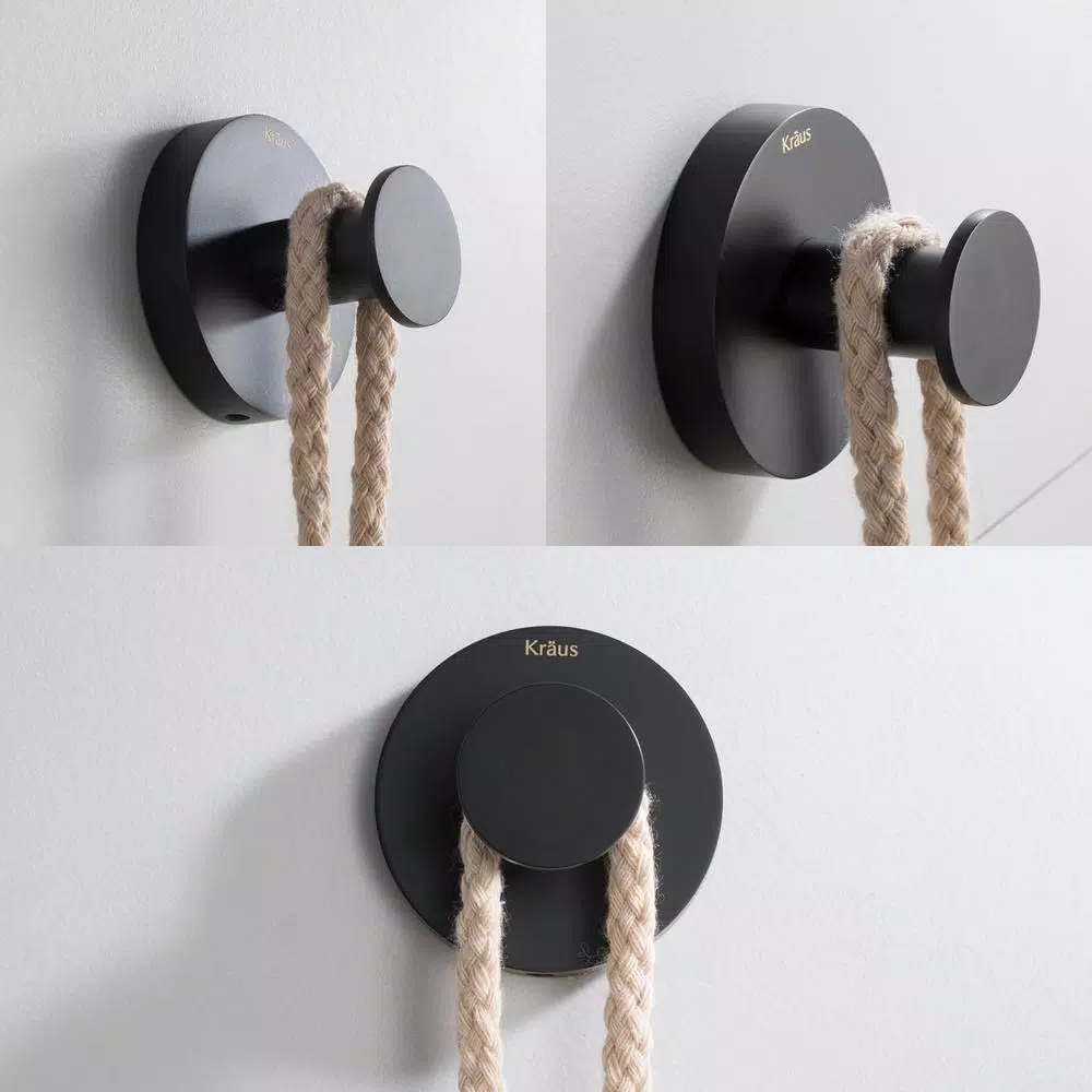 KRAUS Elie Matte Black Solid Brass Robe and Towel Hook