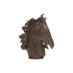 LITTON LANE Polystone Horse Head Sculpture - Rustic Brown Decorative Statuary thumbnail 2