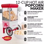 Nostalgia Old Fashioned 1040W Red Hot Air Popcorn Maker with Measuring Cup, 12-Cup Capacity thumbnail 5