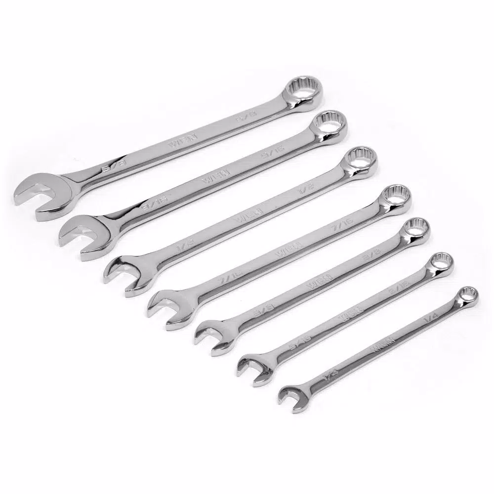 WEN 13-Piece SAE Combination Wrench Set with Storage Rack, Chrome Vanadium Steel
