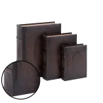 LITTON LANE Vintage Rectangular Wood and Faux Leather Flourished Book Boxes, Set of 3 thumbnail 3