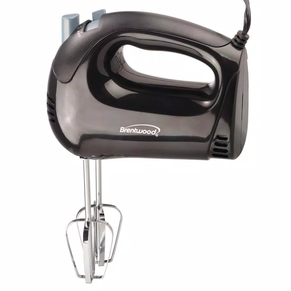 Brentwood 5-Speed Handheld Hand Mixer with Chrome-Plated Beaters, Black