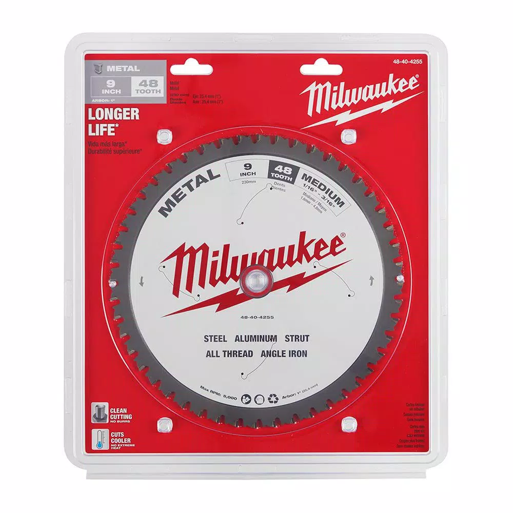 Milwaukee 9 in. x 48T Carbide Metal Cutting Circular Saw Blade