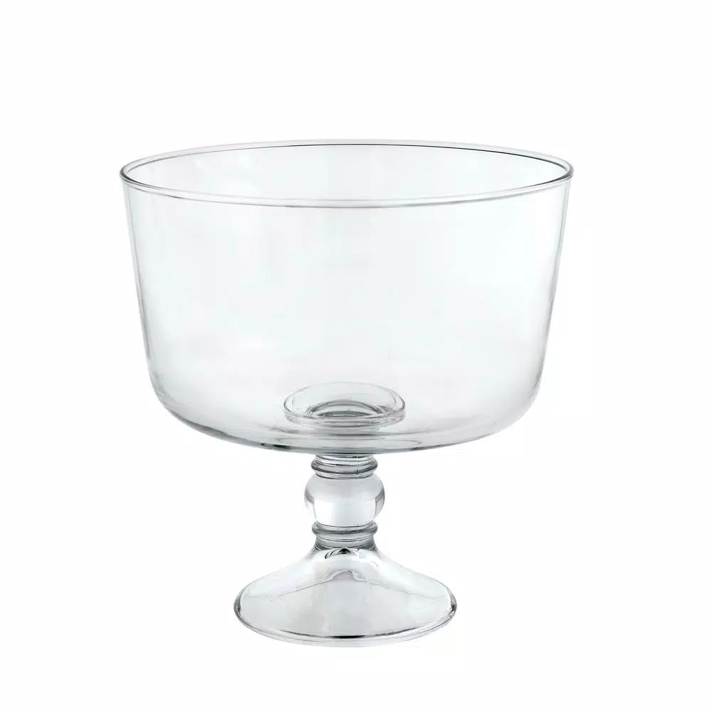 Libbey Selene 9 in. Glass Trifle Bowl, 96 oz Footed Pedestal Serving Bowl, Clear