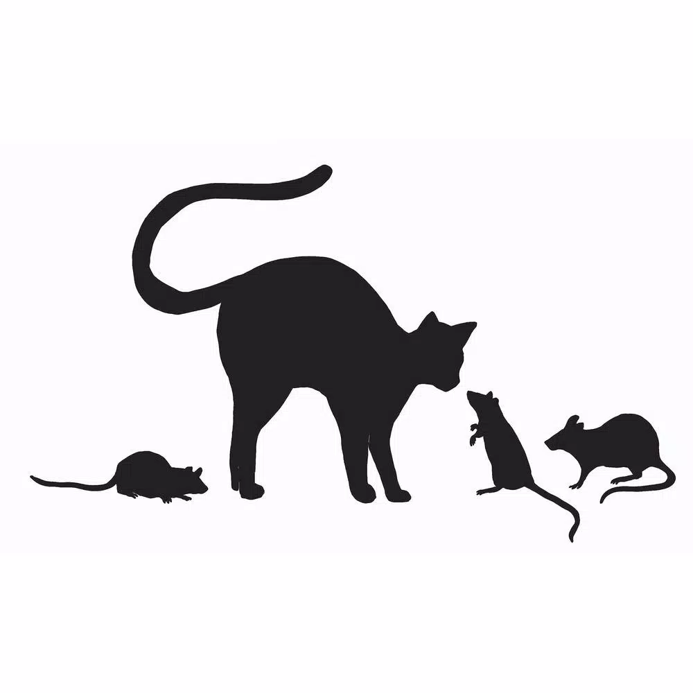 WallPops Black Cat and Mouse Halloween Wall Decal Kit, 24 in. x 17.5 in.