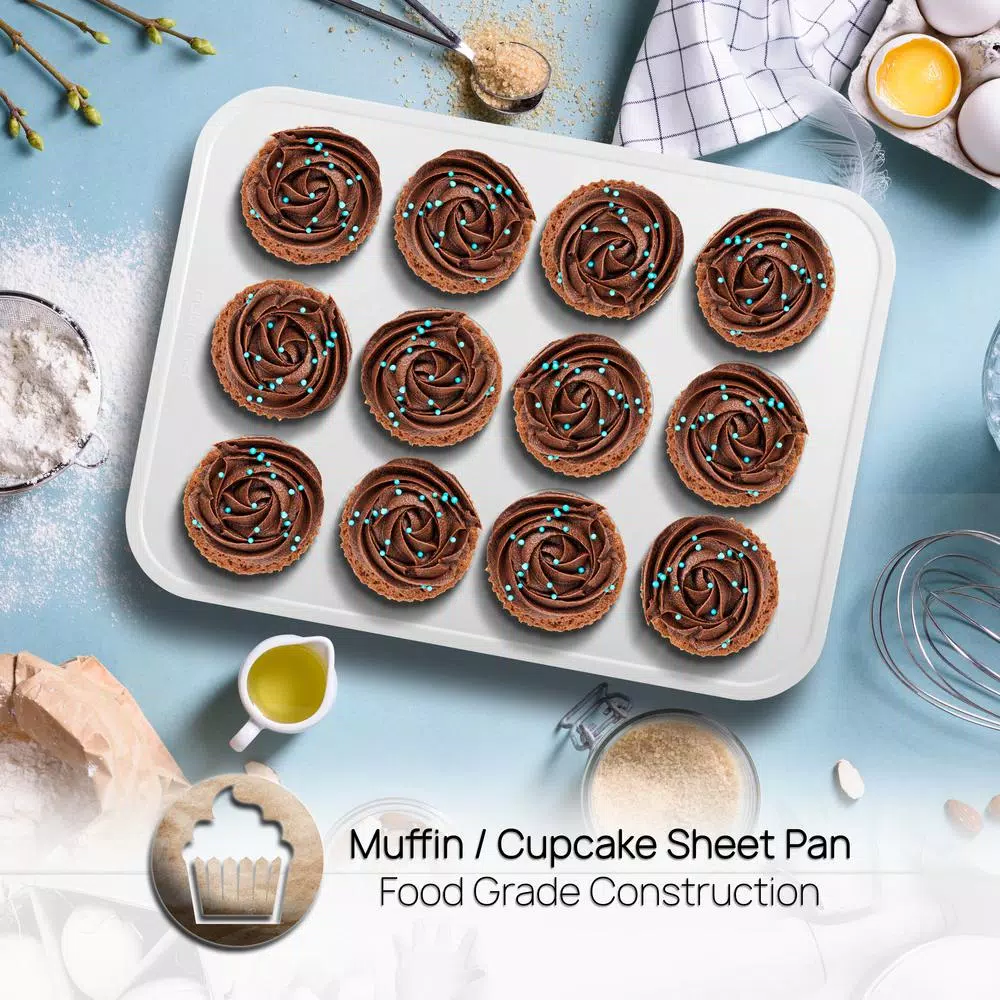 NutriChef 6-Piece Deluxe Non-Stick Ceramic-Style Steel Baking Sheet Set