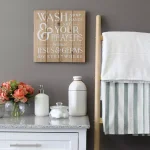 Stratton Home Decor Stratton Home Wash Your Hands, Say Your Prayers Wood Wall Art Sign thumbnail 2