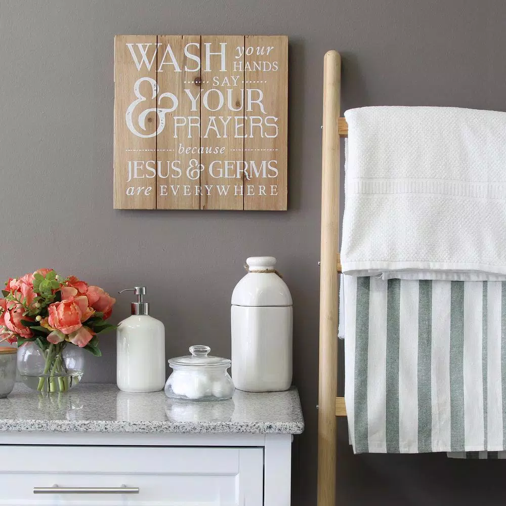 Stratton Home Decor Stratton Home Wash Your Hands, Say Your Prayers Wood Wall Art Sign