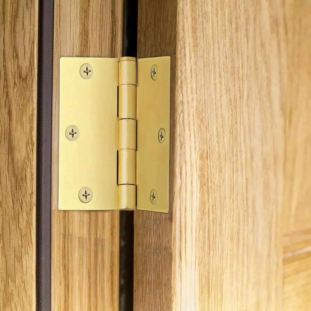 Design House 3.5 in. Square Corner Door Hinge, Satin Brass, 10-Pack