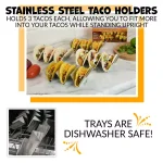 TACO TUESDAY 9-Piece Stainless Steel and Plastic Taco Kit with Tortilla Warmer, Salsa Bowls, Taco Holders, and Mortar and Pestle thumbnail 3