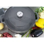 Chasseur 5.5 qt. Round Enameled Cast Iron Dutch Oven with Lid, Caviar Grey thumbnail 4