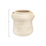 3R Studios White Handwoven Rattan Decorative Basket - Round Wicker Storage Container thumbnail 3
