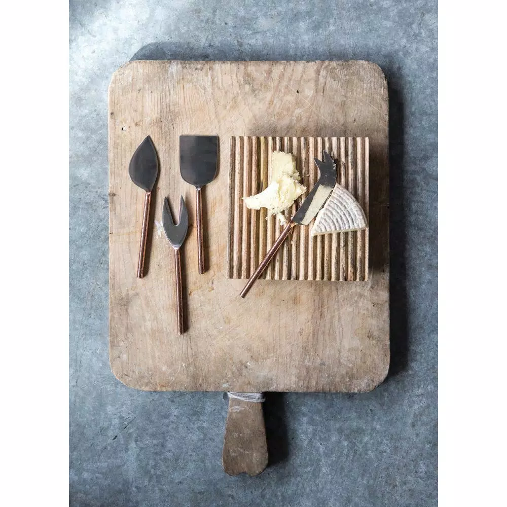 3R Studios 4-Piece Stainless Steel Cheese Knife Set with Copper Finished Handles
