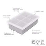 Tovolo King Cube Ice Mold Tray with Lid, 2 in. Large Silicone Cubes for Whiskey and Cocktails, Oyster Gray thumbnail 2