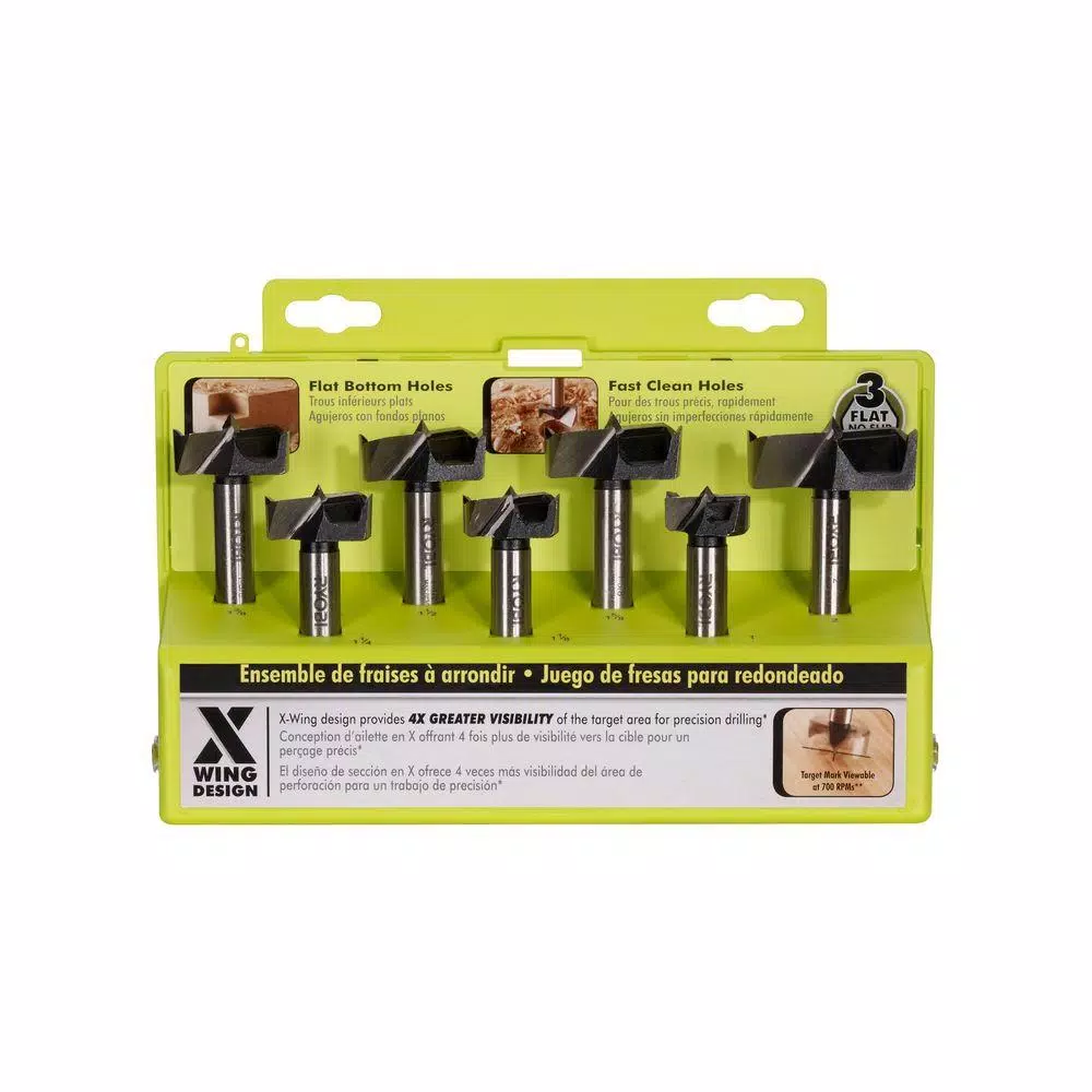 RYOBI 7-Piece Forstner Bit Set with X-Wing Design