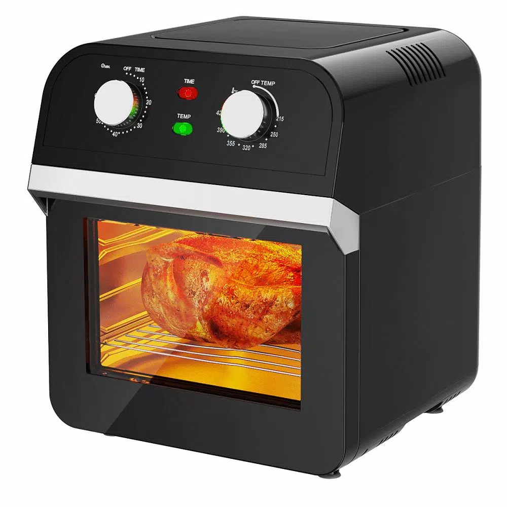 Costway 12.7 Qt. Black Air Fryer Oven with Rotisserie, 1600W Multi-Function Cooker