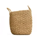 Zentique Hand Woven Cylindrical Seagrass and Palm Leaf Small Decorative Basket with Handles thumbnail 1