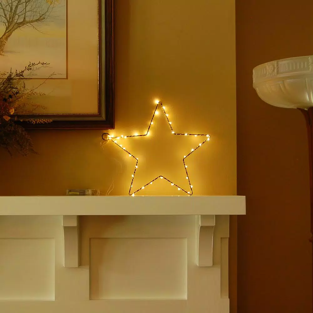 LUMABASE Star Motif 40 Mini LED String Lights, Warm White, Battery Operated (2-Pack)