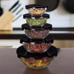Chef Buddy 10-Piece Glass Bowl Set with Airtight Black Lids thumbnail 1