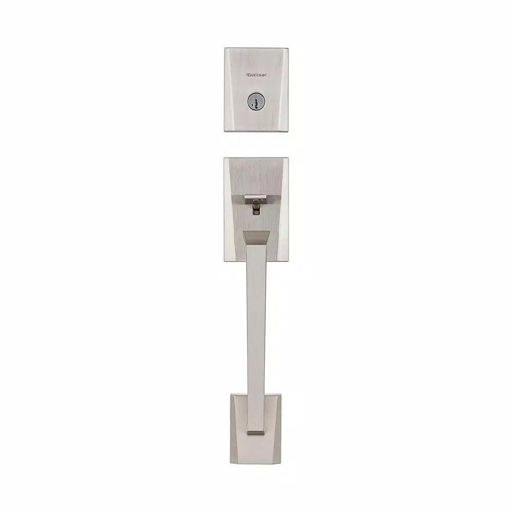 Kwikset Camino Low Profile Satin Nickel Single Cylinder Entry Handleset with Halifax Lever