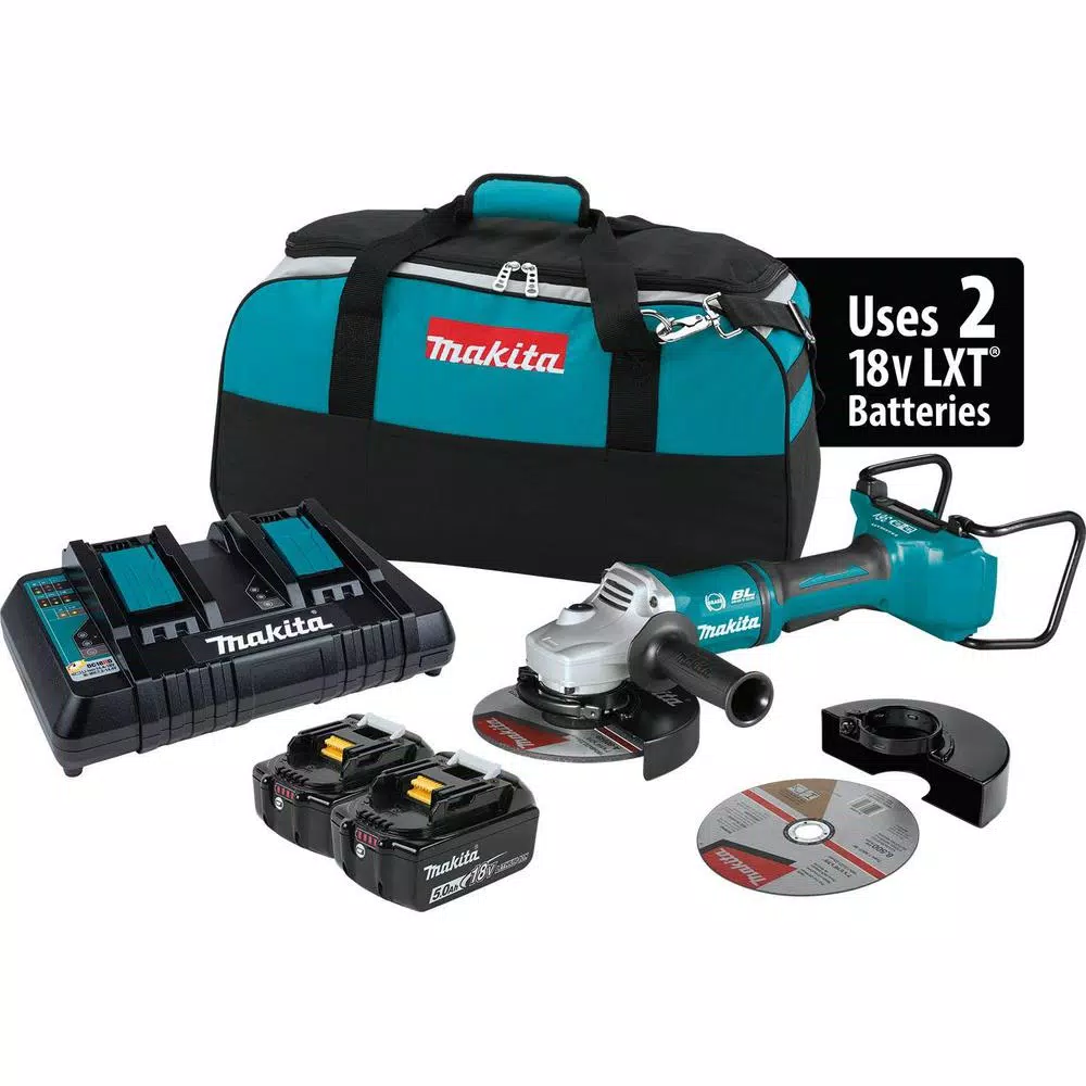 Makita 18V LXT Brushless 4-1/2" Angle Grinder Kit with (2) 5.0Ah Batteries and Charger