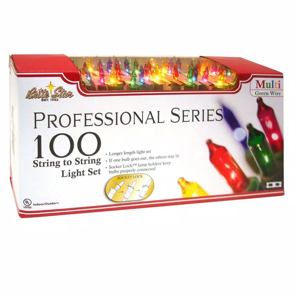 Unbranded Brite Star Professional Series 100-Light Multi-Color Mini String Lights with Green Wire (Set of 2)
