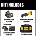 DEWALT FLEXVOLT 60V MAX Brushless 7-1/4 in. Circular Saw Combo Kit with (2) 6.0Ah Batteries & Reciprocating Saw thumbnail 2