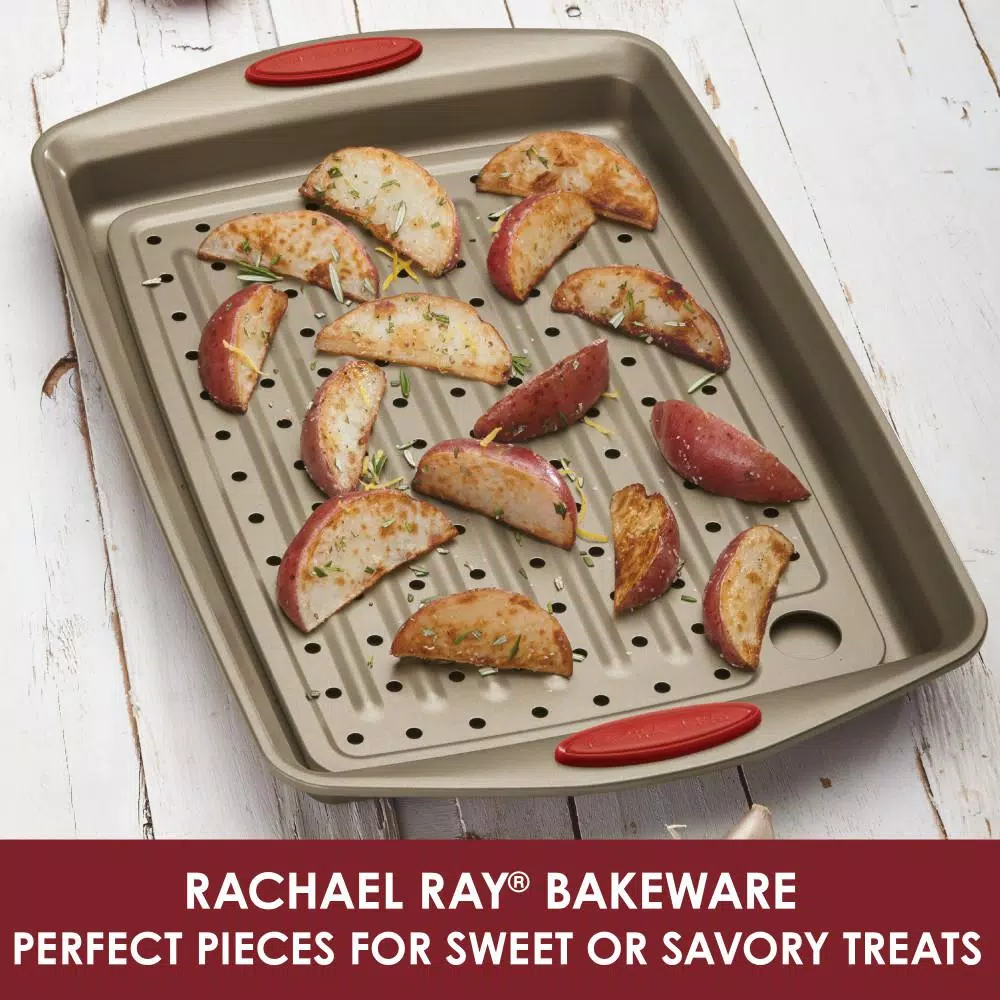 Rachael Ray Cucina Nonstick Carbon Steel 2-Piece Sheet Pan and Crisping Insert Set