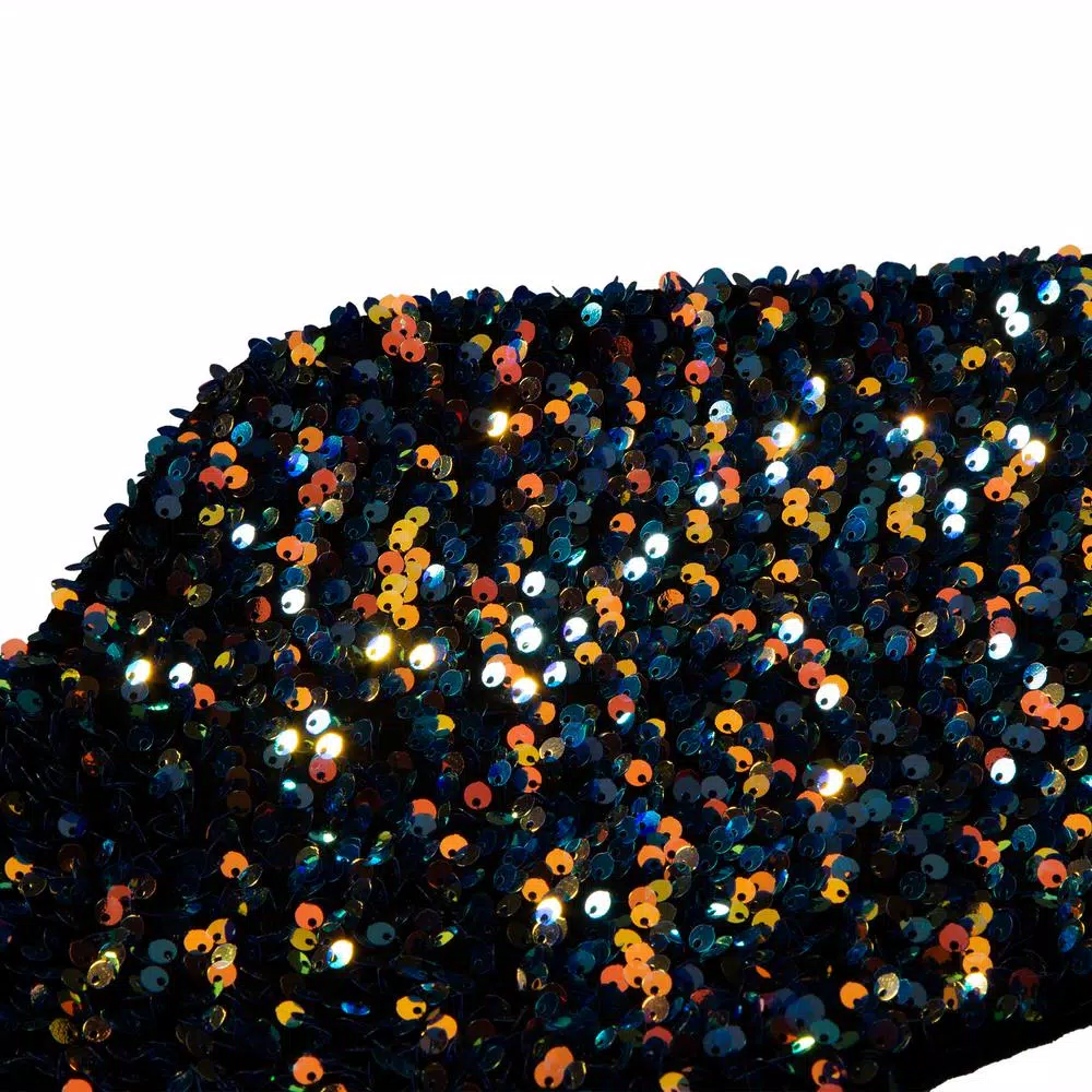 Glitzhome 21 in. Navy Blue Sequin Christmas Stocking with White Faux Fur Cuff (2-Pack)