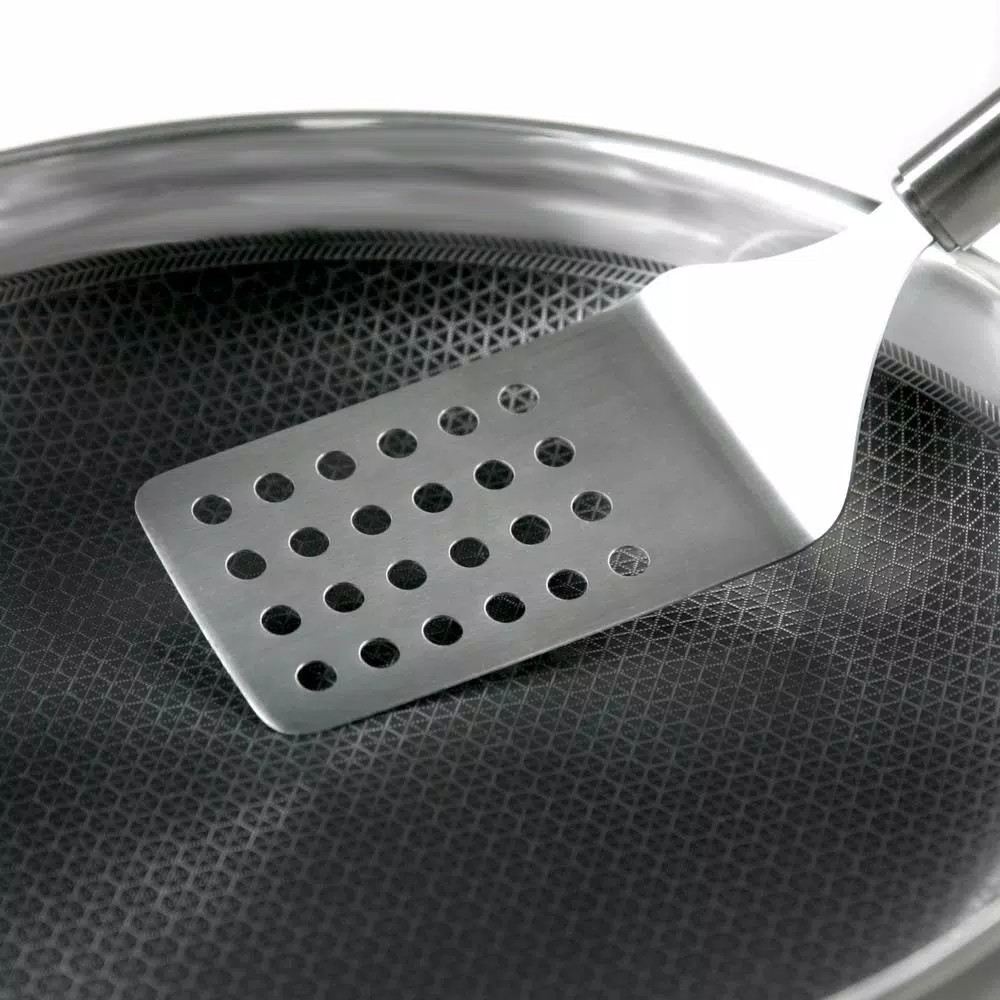 Black Cube 12.5 in. Hybrid Non-Stick Stainless Steel Wok