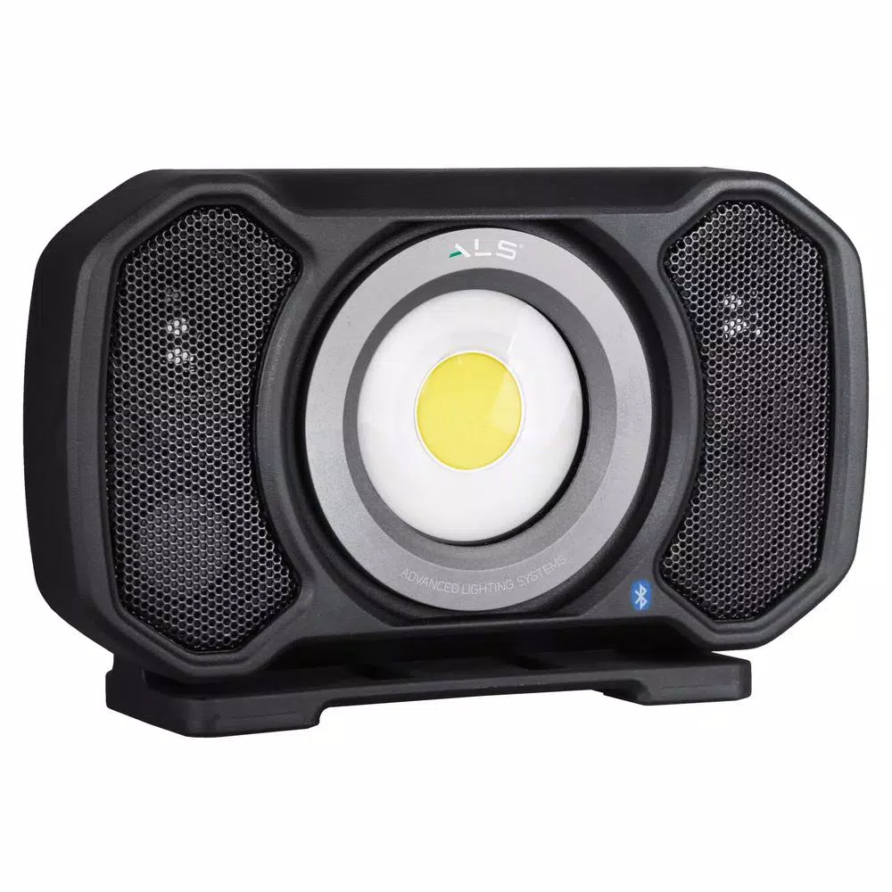 Advanced Lighting Systems 2000 Lumens LED Rechargeable Bluetooth Audio Work Light with Power Bank