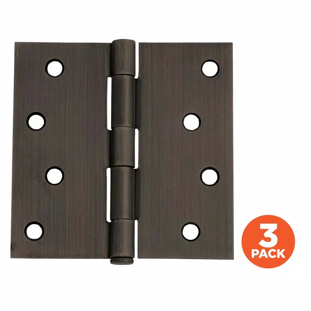 Design House 4 in. Square Corner Door Hinge, Oil Rubbed Bronze, 3-Pack