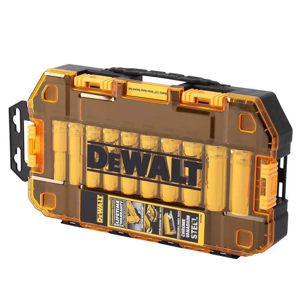 DEWALT DWMT73815 1/2 in. Drive Metric Deep Socket Set, 10-Piece