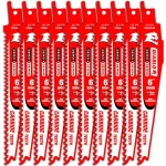 Diablo Demo Demon Carbide Teeth Reciprocating Saw Blades for Nail-Embedded Wood, 6 in., 5/7 TPI (10-Pack) thumbnail 1