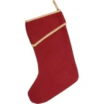 VHC Brands 15 in. Revelry Brick Red Traditional Christmas Stocking with Gold Embroidered Snowflakes thumbnail 2
