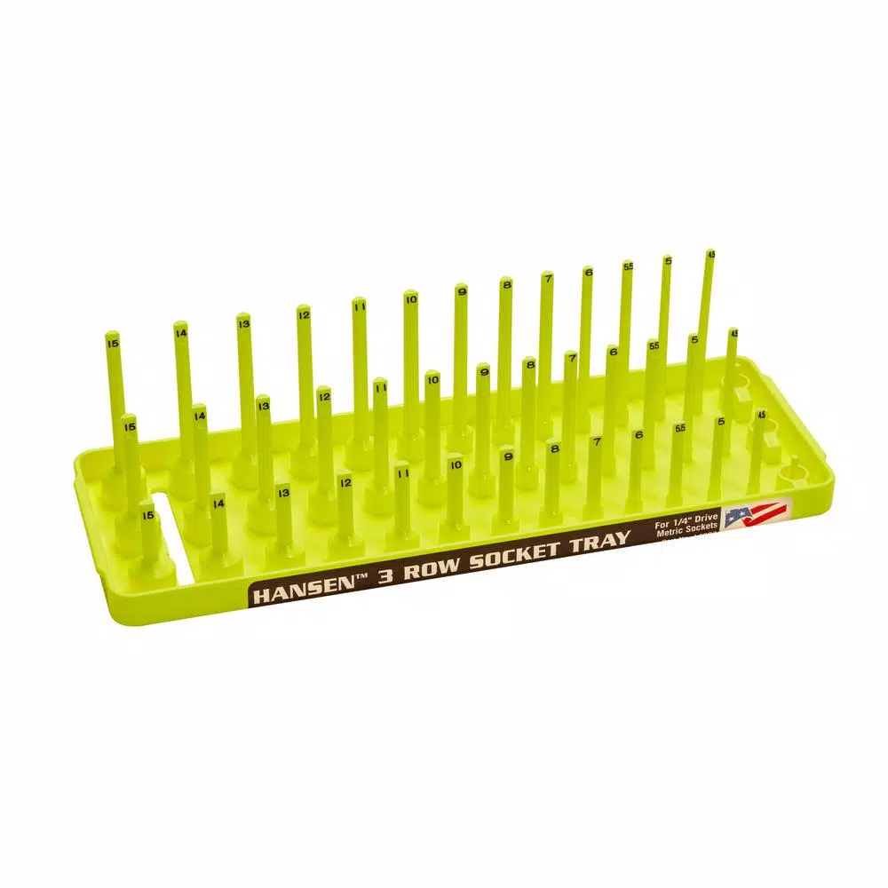 Unbranded Metric Semi-Deep Socket Holder, 1/4 in. Drive, Hi-Viz Yellow