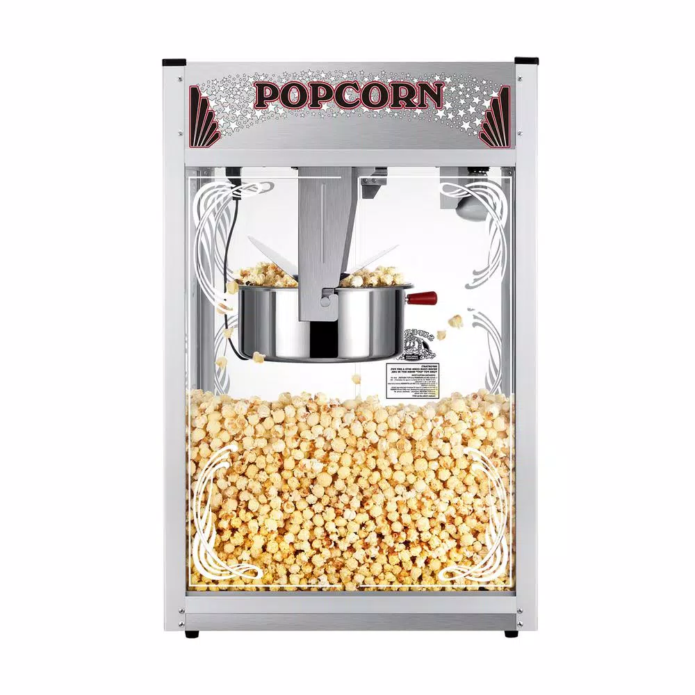 Unbranded Superior Popcorn Company 20 oz. Stainless Steel Tabletop Popcorn Maker Machine - Theater Style Popper Set