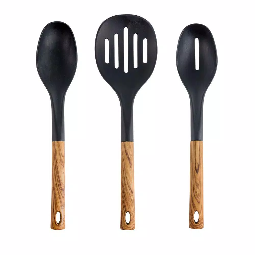 MegaChef 7-Piece Nylon Kitchen Utensil Set with Wood Design Finish