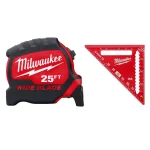 Milwaukee 25 ft. Tape Measure and 4-1/2 in. Trim Square Combo Kit thumbnail 1