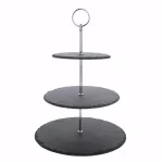 MALACASA 3-Tier Black Slate Round Cupcake Tower & Dessert Display Stand thumbnail 1