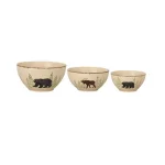 Park Designs Rustic Retreat 3-Piece Ceramic Mixing and Serving Bowl Set with Sgraffito Design thumbnail 1