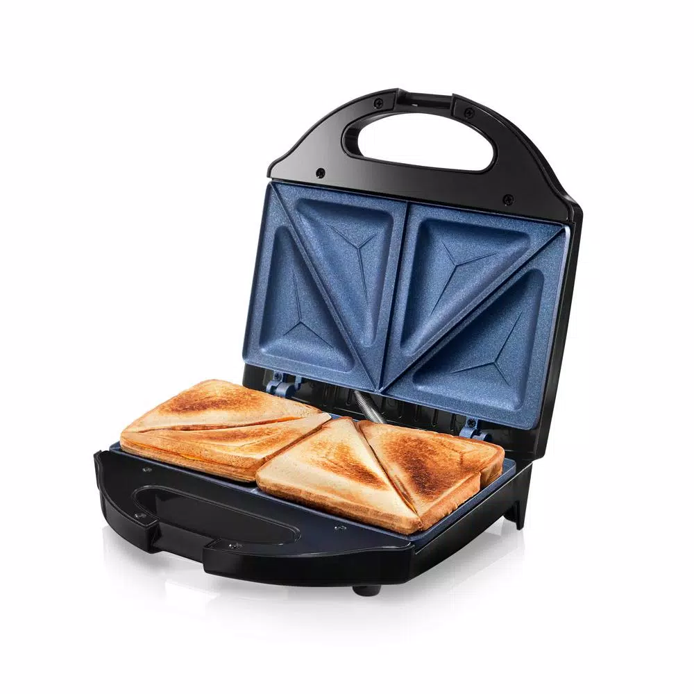GraniteStone Classic Blue Non-Stick Diamond Infused Sandwich Maker, 2-Slice Countertop Grill