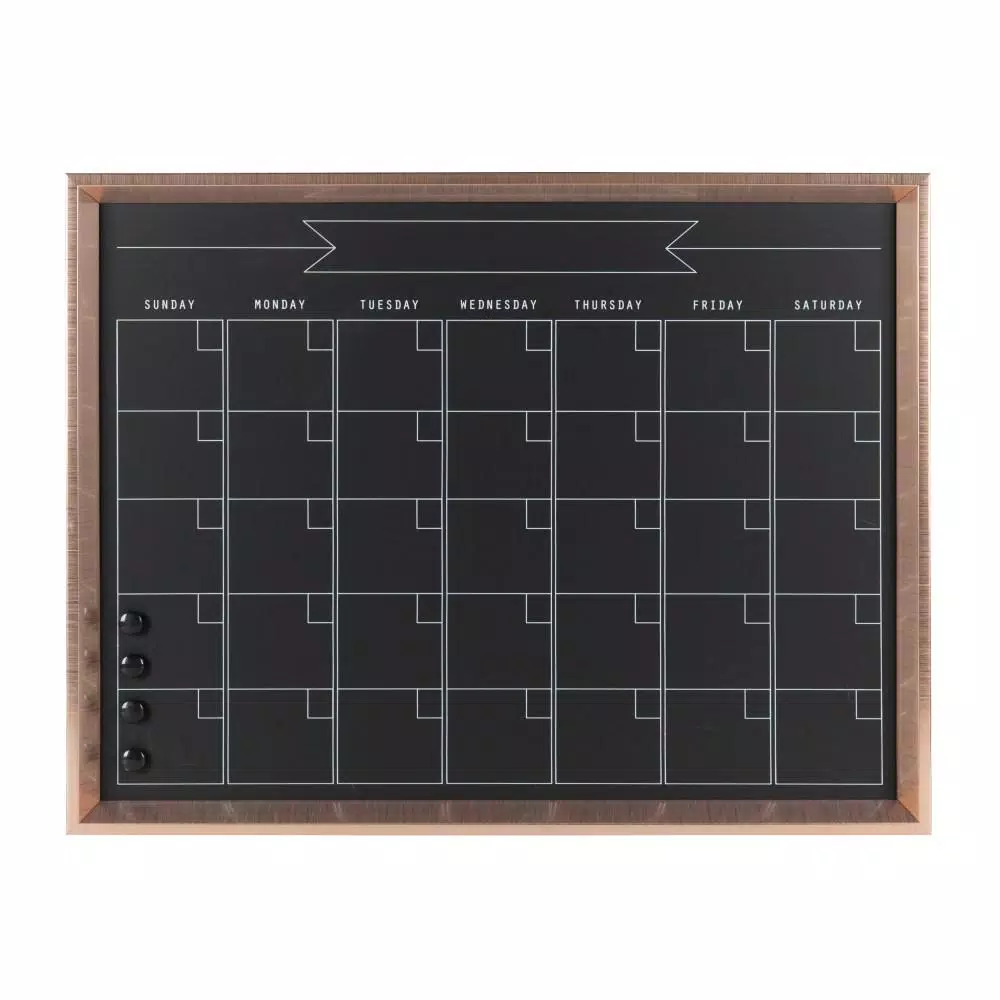 DesignOvation Calter Magnetic Chalkboard Monthly Calendar Memo Board with Frame
