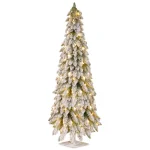 National Tree Company Forestree 5 ft. Slim Artificial Snowy Christmas Tree with 200 Clear Lights thumbnail 1