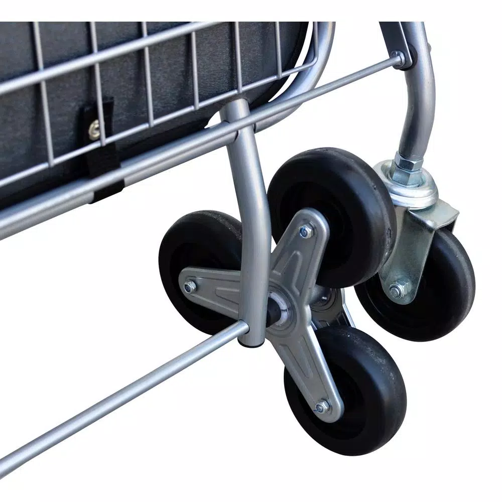 Milwaukee Silver Steel Easy Climb 3-Wheel Shopping Cart with Accessory Basket, 75 lb Capacity
