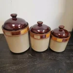 GIBSON elite Casa Estebana 3-Piece Stoneware Canister Set with Reactive Glaze thumbnail 4