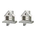 Glitzhome Galvanized Metal House Stocking Holder Set of 2 - Rustic Christmas Mantel Decor thumbnail 1